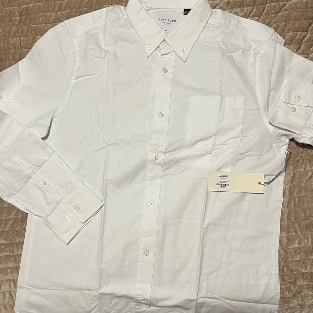 Five Four Men's Crisp White Button Down Shirt
